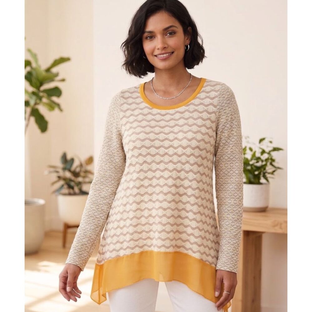 Patrizia Luca Milano Knit Geometric Y2K Retro Tunic Top Women's Size Small